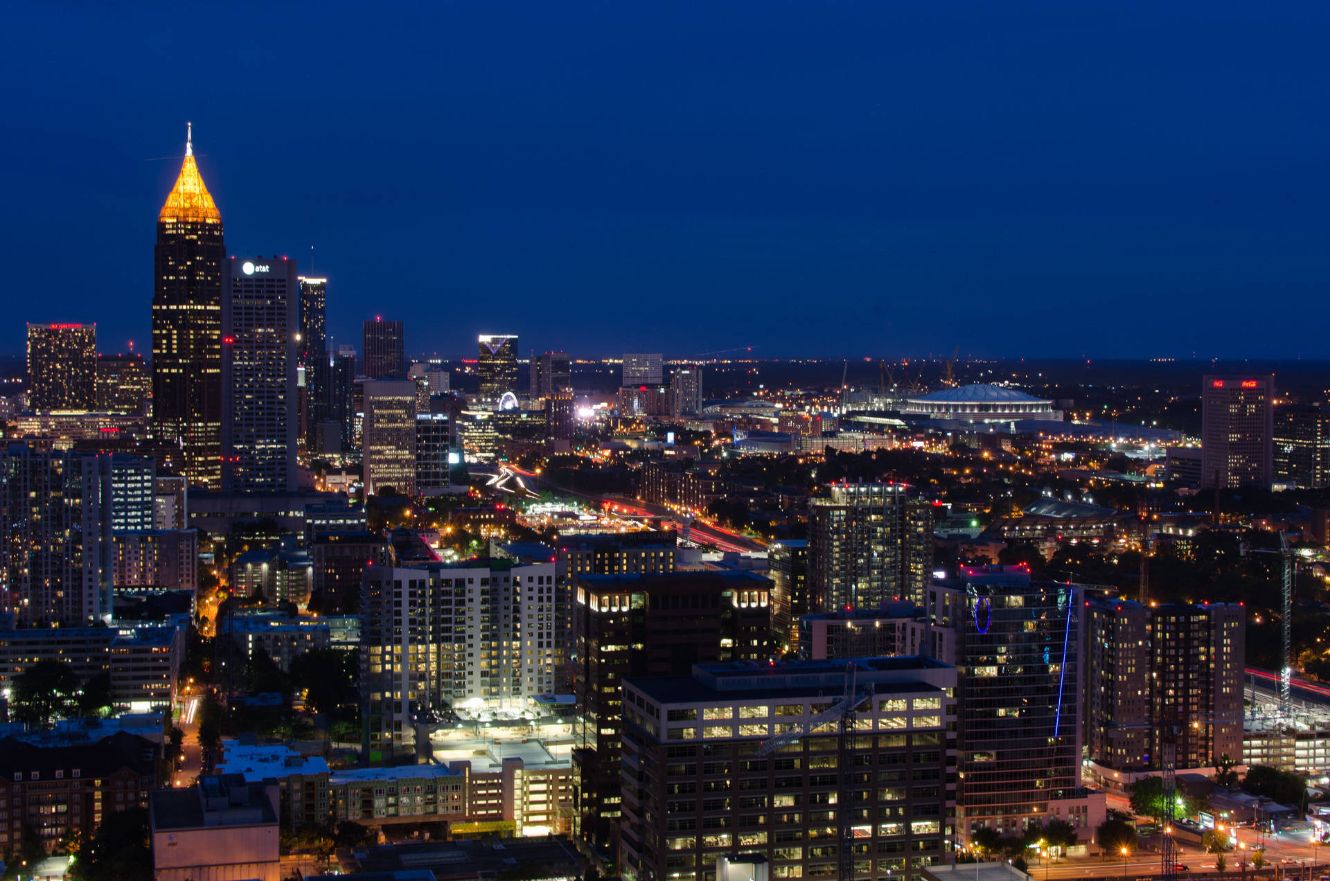 Night Time Atlanta Skyline Background