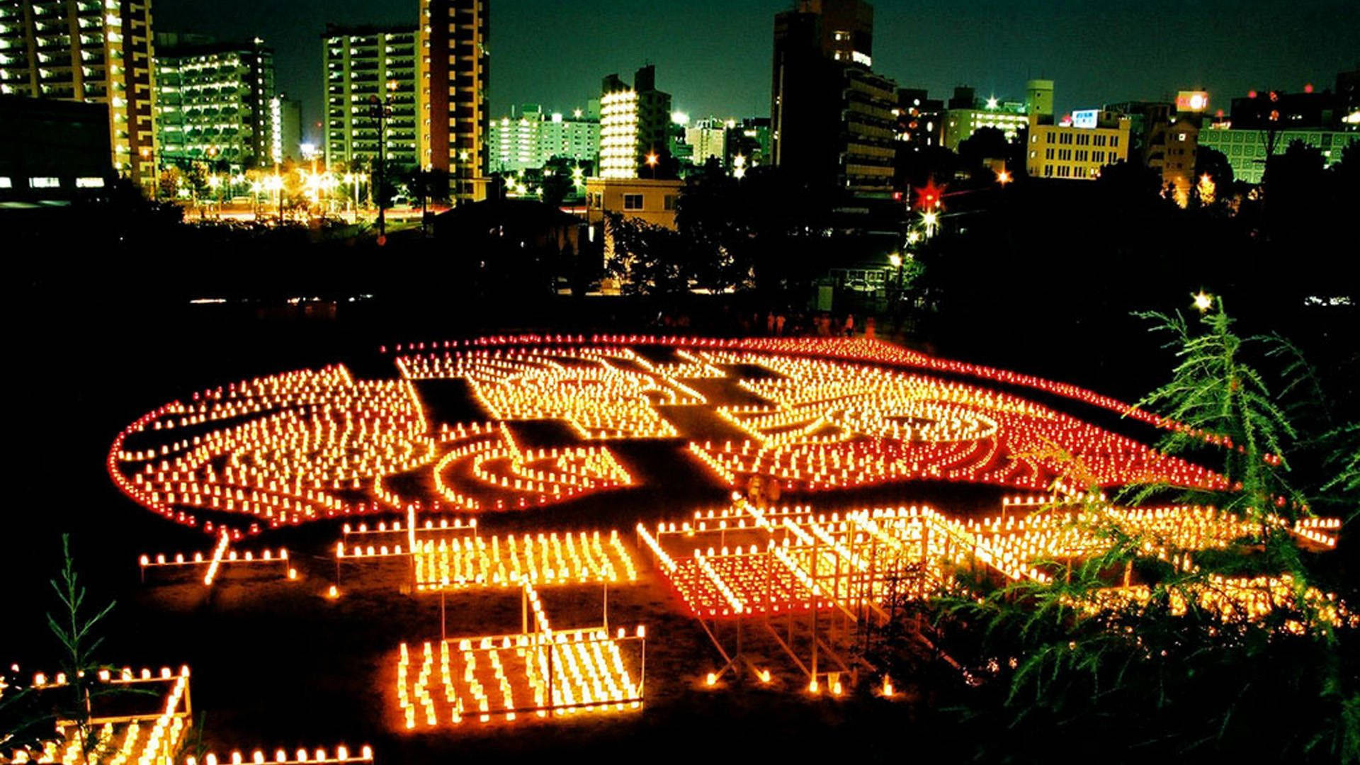 Nachtsichtstadtlichter Fukuoka Wallpaper