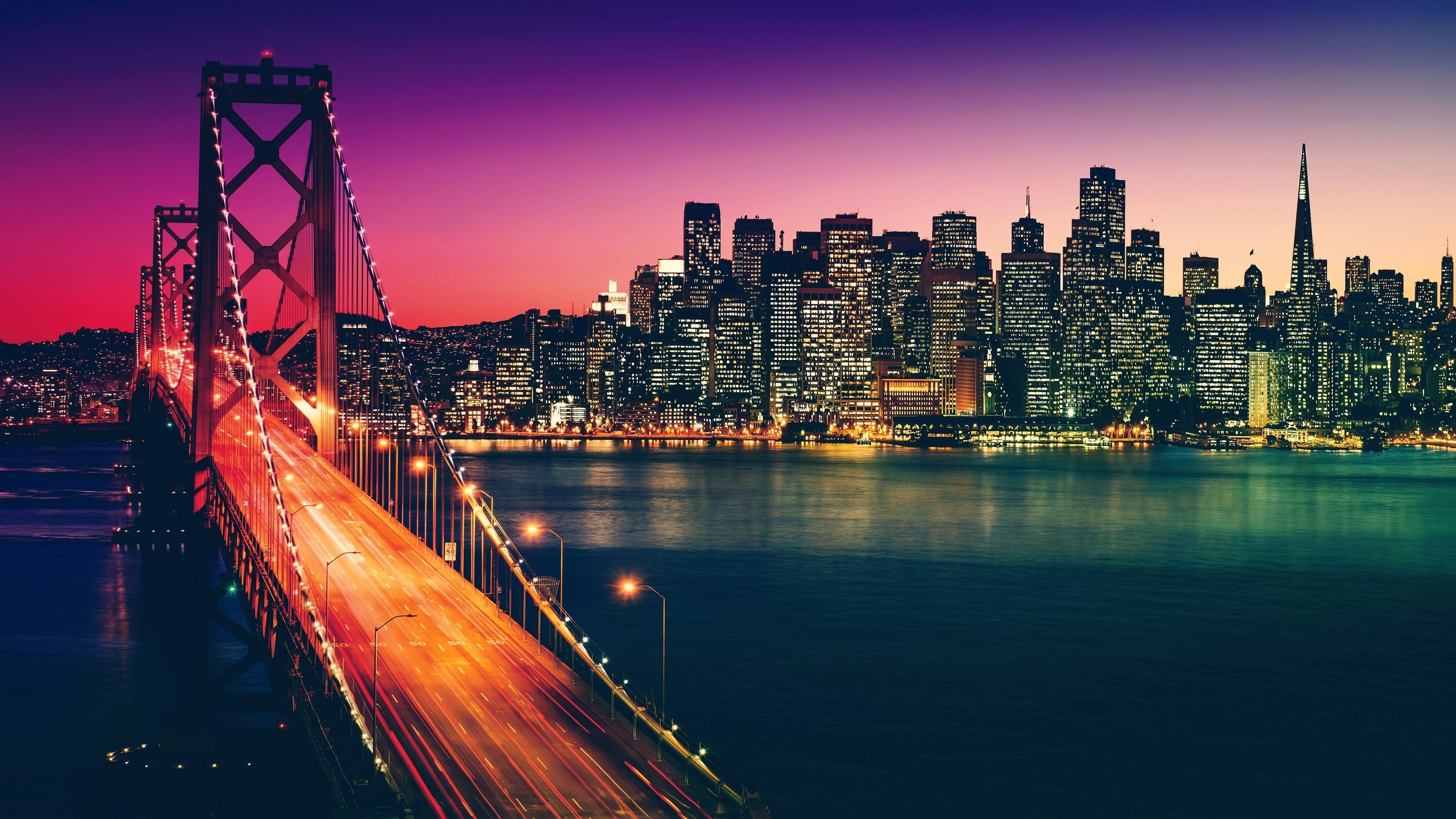 Night View Golden Gate Bridge San Francisco 4k Wallpaper