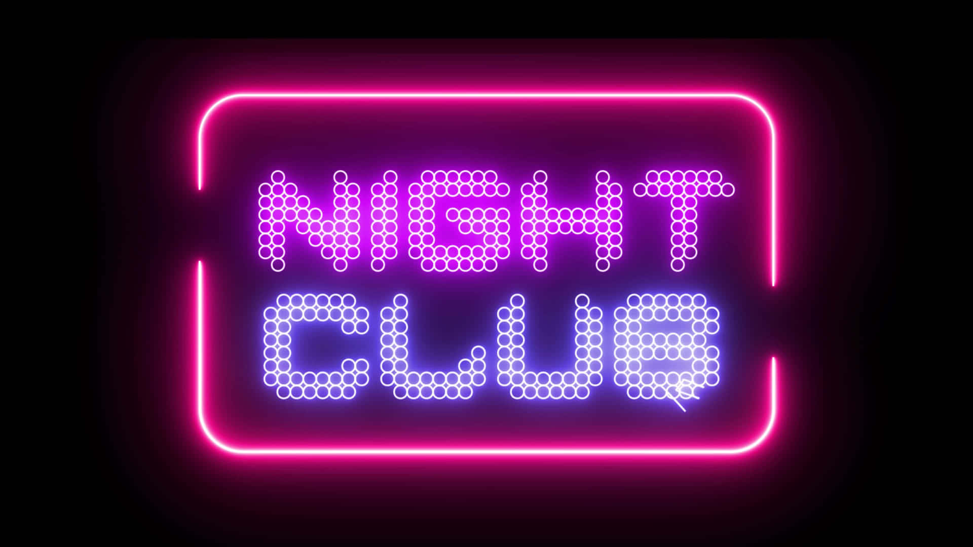 Neon Night Club Sign On A Black Background