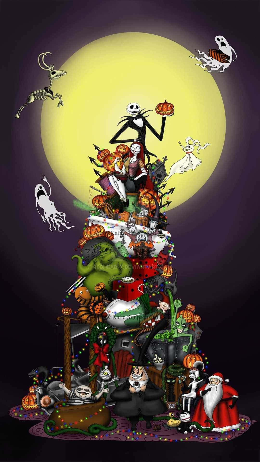 Keep calm and stay connected with the Nightmare Before Christmas Phone Wallpaper