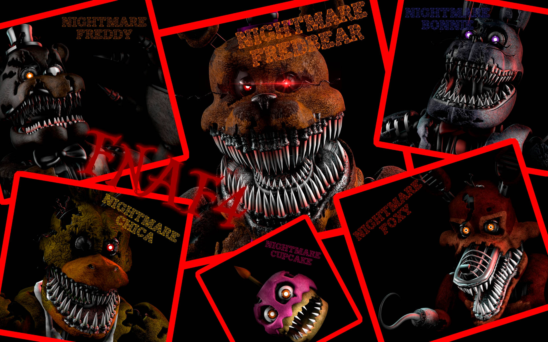 Nightmare Freddy Collage Wallpaper