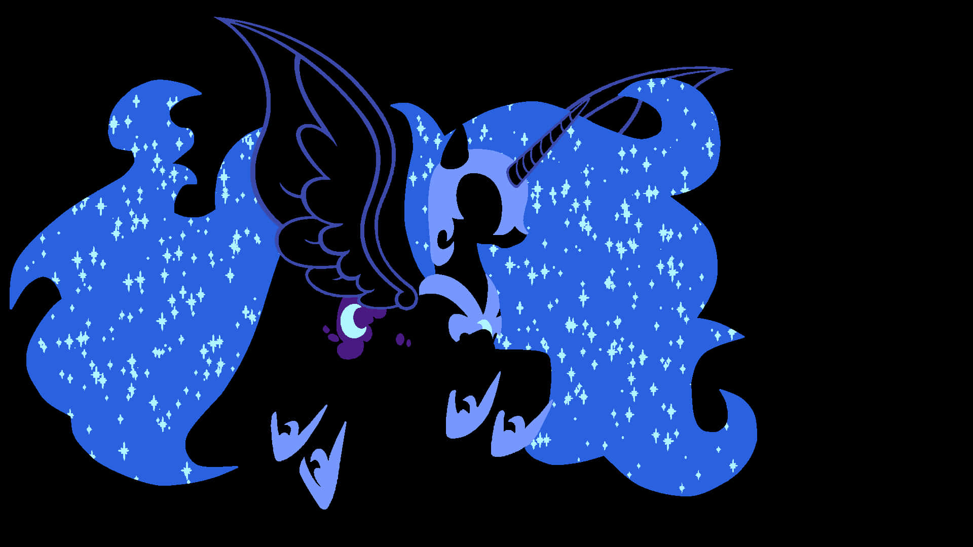 A Blue And Purple Unicorn With Wings Wallpaper