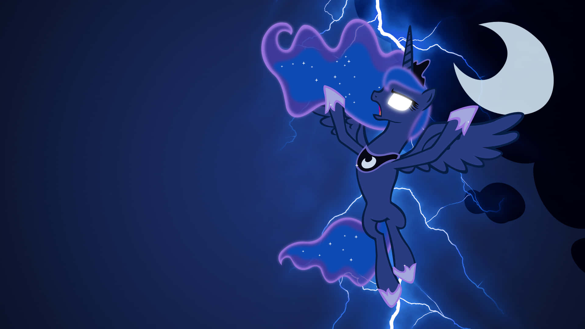 "The ominous Nightmare Moon illuminated against a blanket of stars" Wallpaper