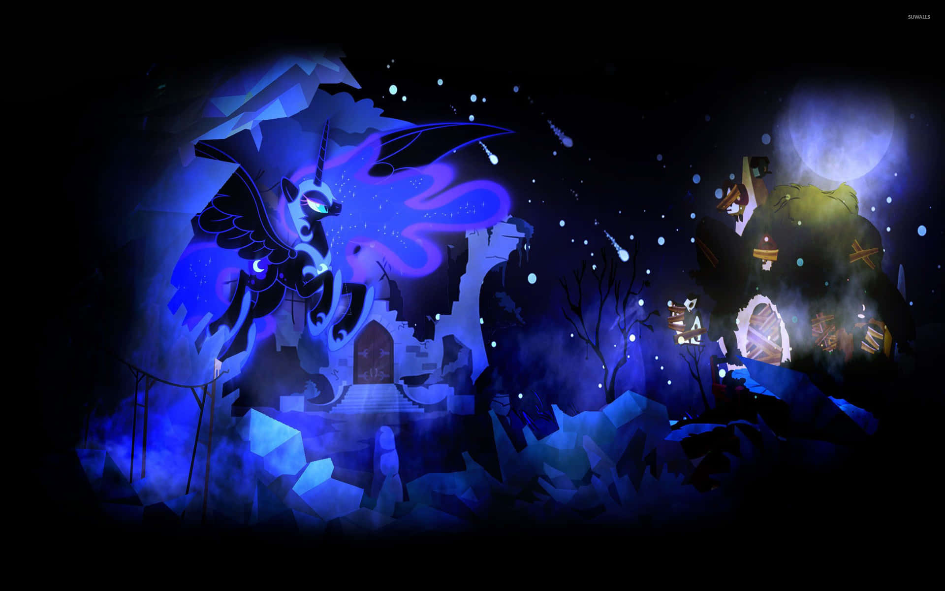 A Blue And Purple Fairy In A Dark Night Wallpaper
