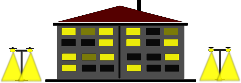 Nighttime City Building Illustration PNG