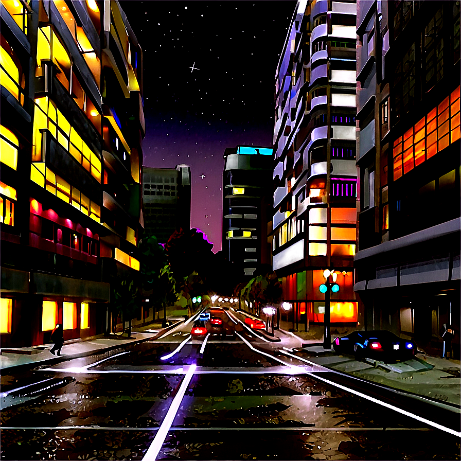 Nighttime City Street Png Aud PNG