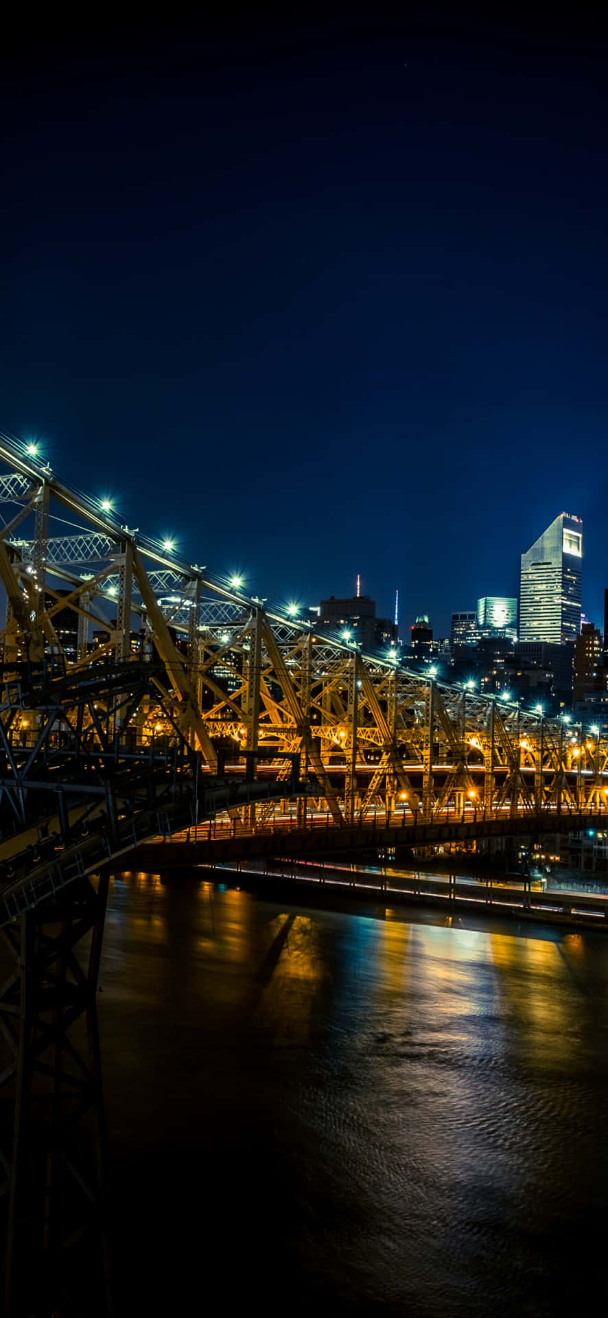 Nighttime Cityscape Bridge Illumination Wallpaper