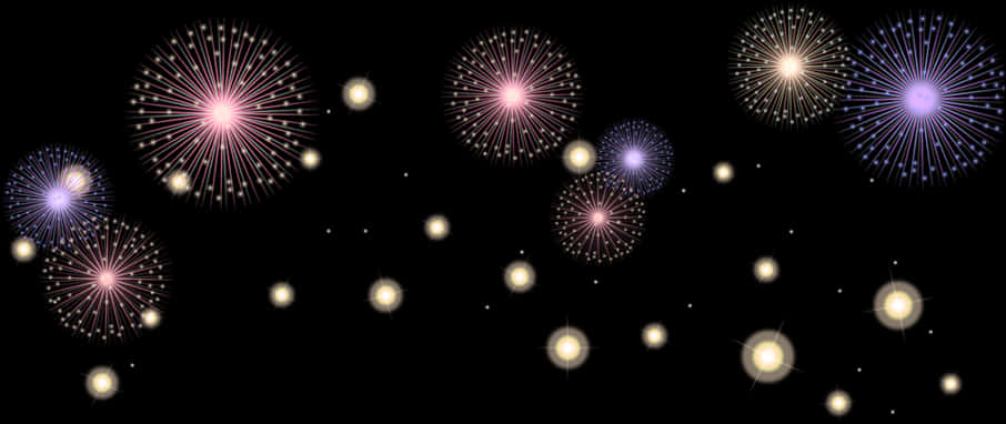 Nighttime Fireworks Display PNG