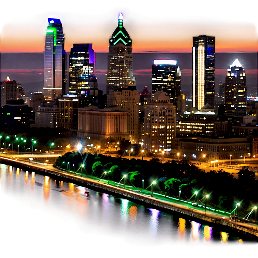 Nighttime Philadelphia Skyline View Png 06252024 PNG