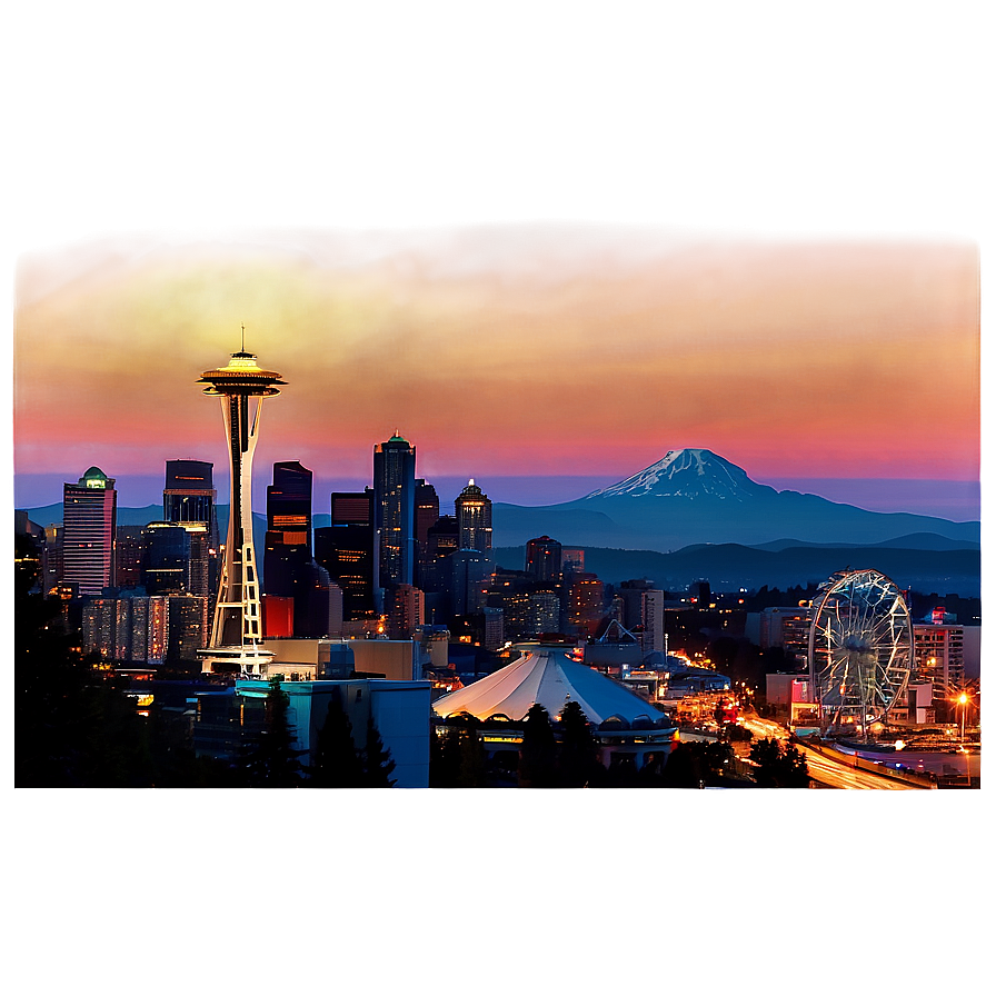 Nighttime Seattle Skyline View Png Quo PNG