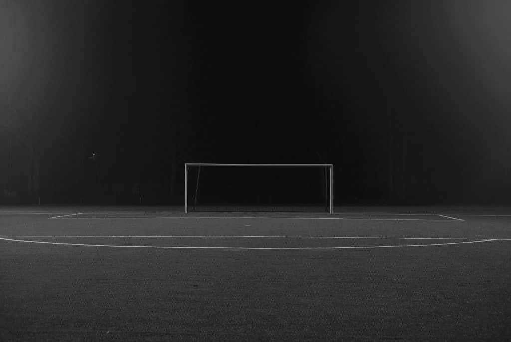 Nacht Voetbal Doel Leeg Veld Achtergrond