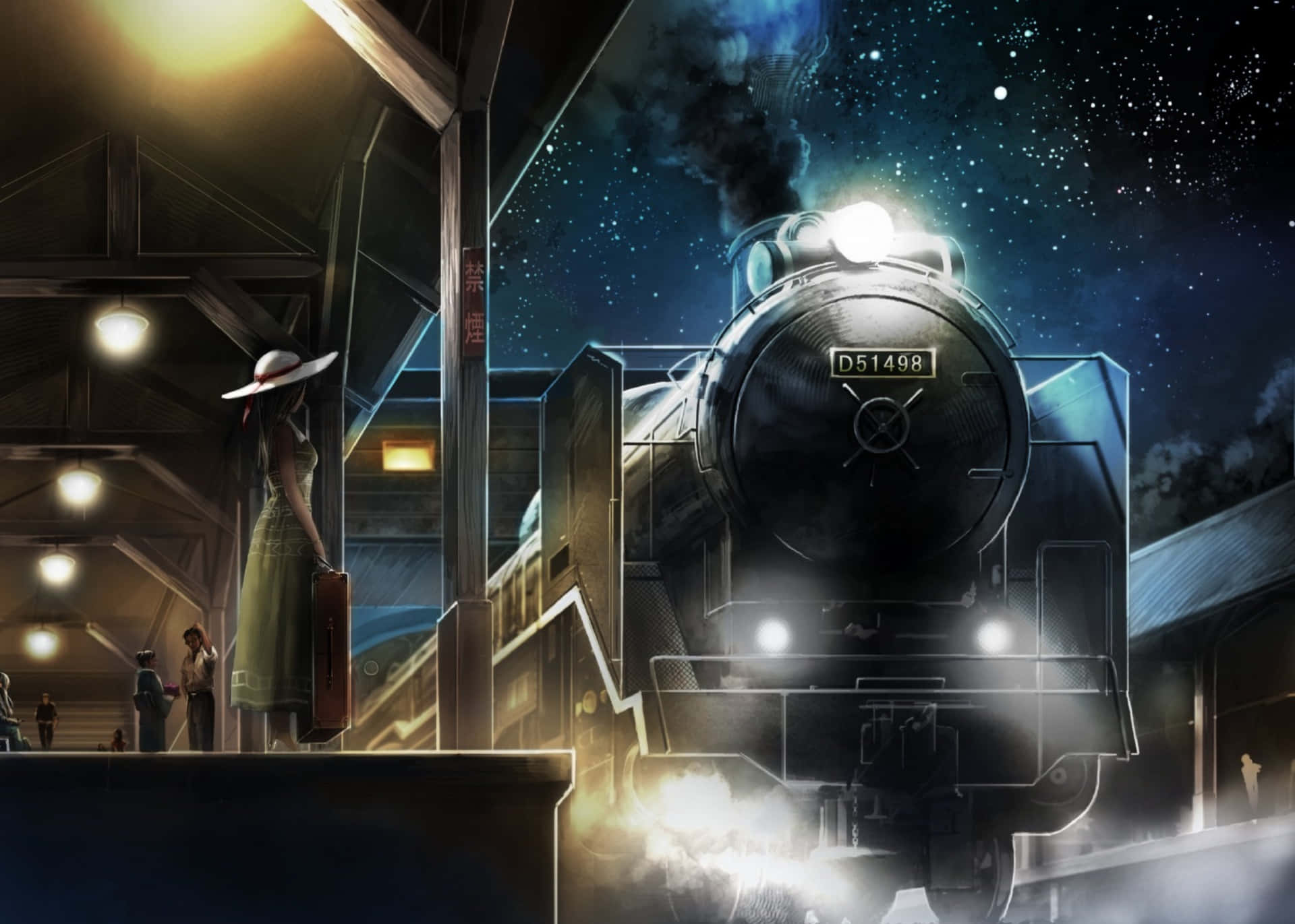 Download Nighttime Steam Train Arrival Wallpaper | Wallpapers.com