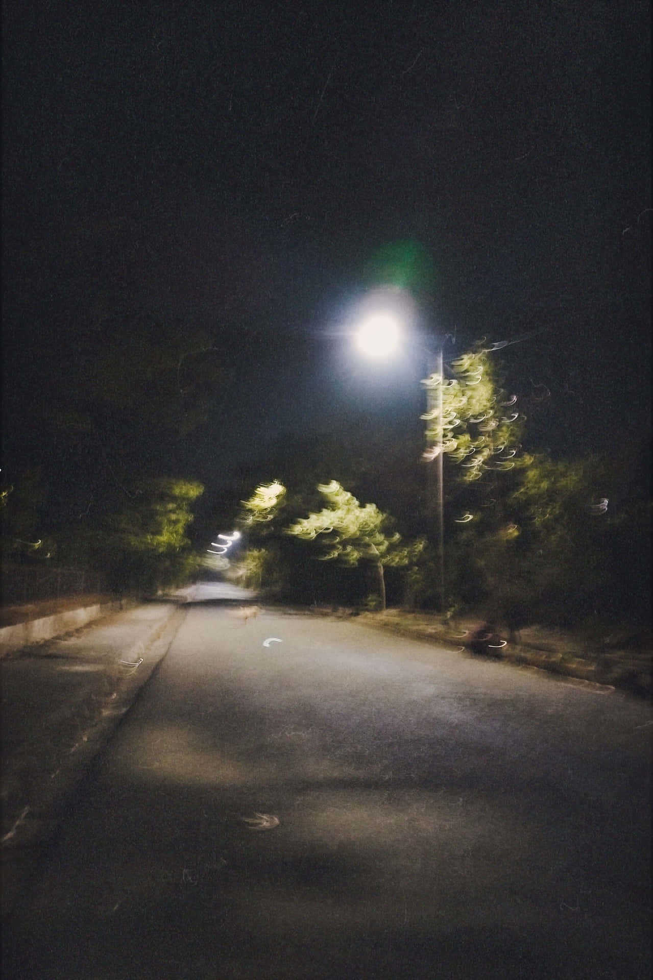 Nighttime Streetlight Blur Aesthetic.jpg Wallpaper