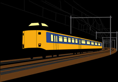 Nighttime Train Illustration PNG
