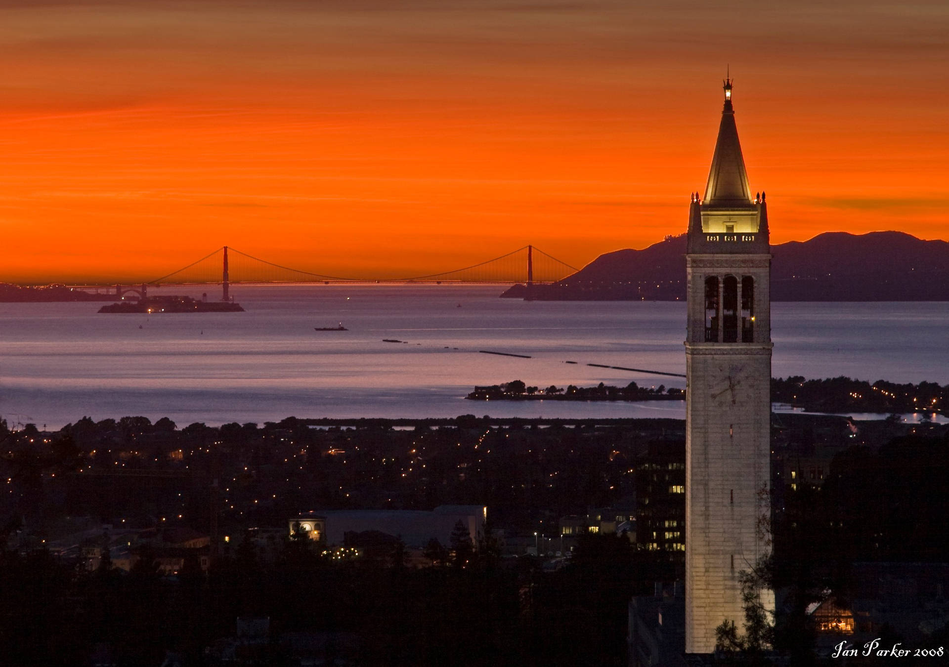 Nighttime Ucb Sather Tower Wallpaper
