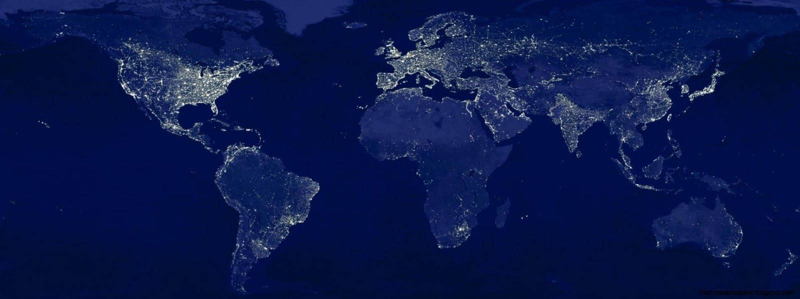 Nighttime World Map For Monitor Wallpaper