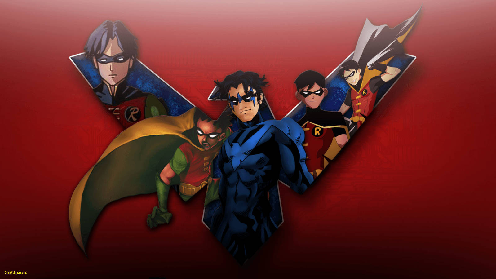 Nightwing And Robin Collage Art Wallpaper