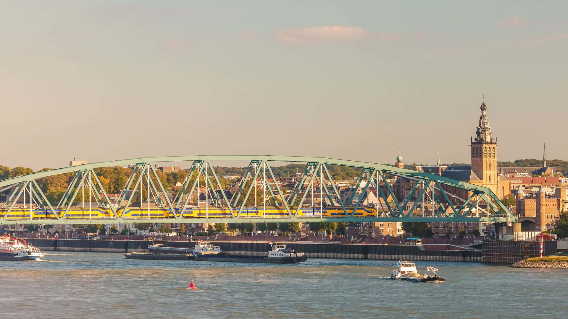 Nijmegen Bridge River Waal Sunset Wallpaper