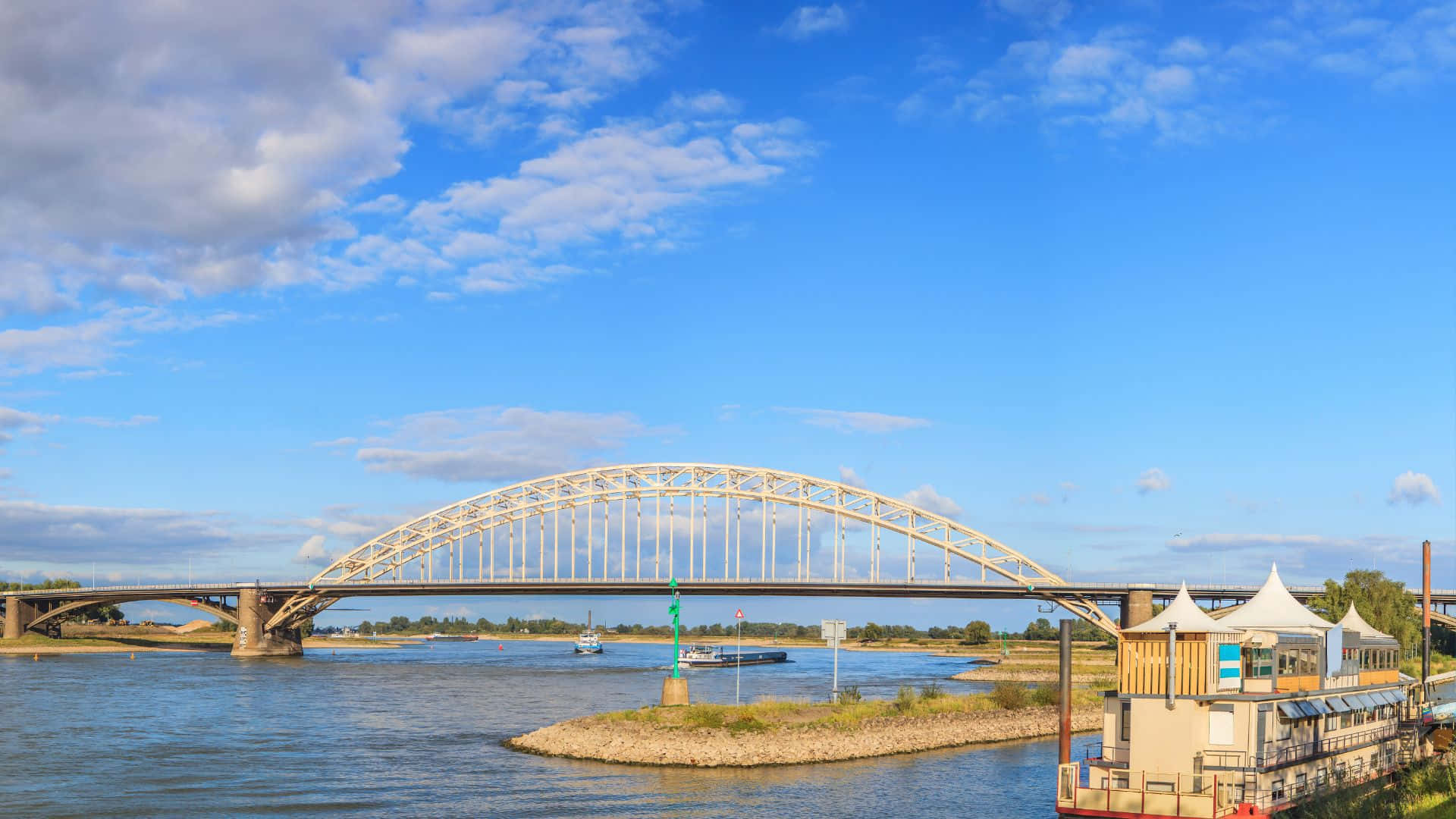 Nijmegen Waal Bridge Sunny Day Wallpaper