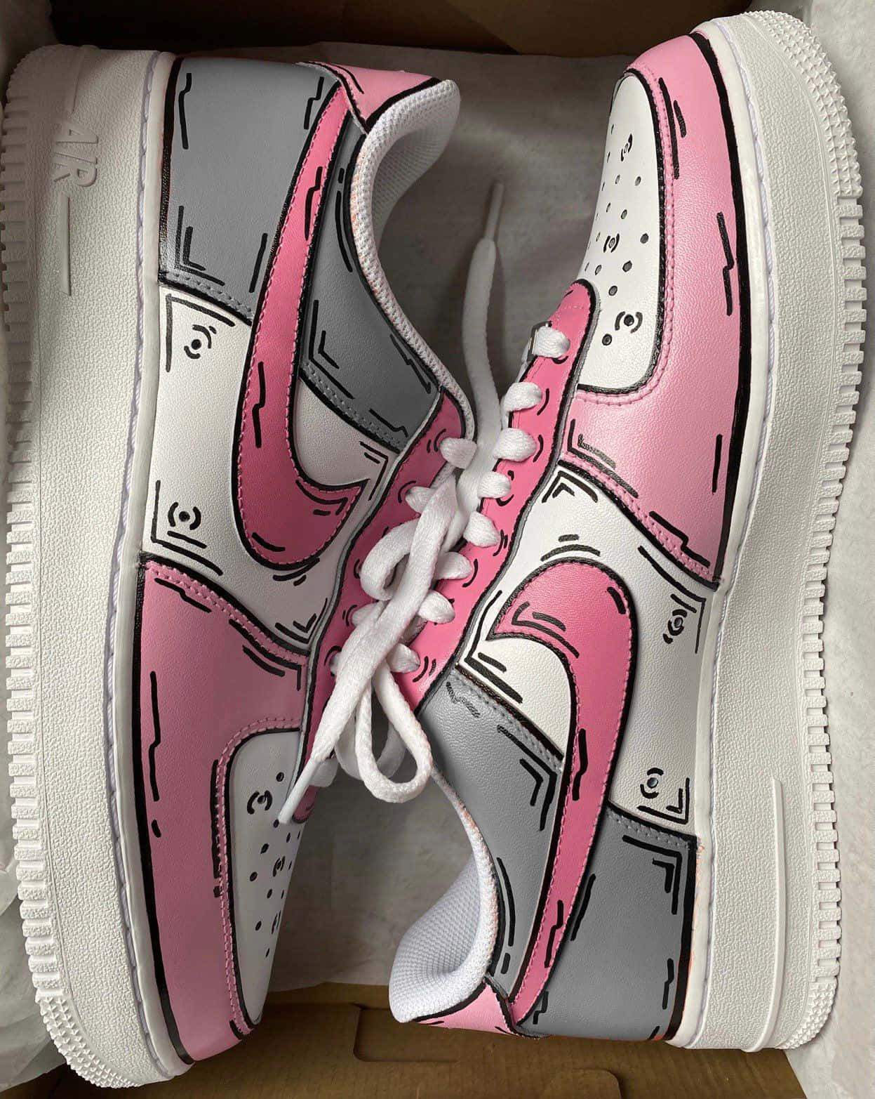 Pink Grey Custom Nike Air Force 1 Picture