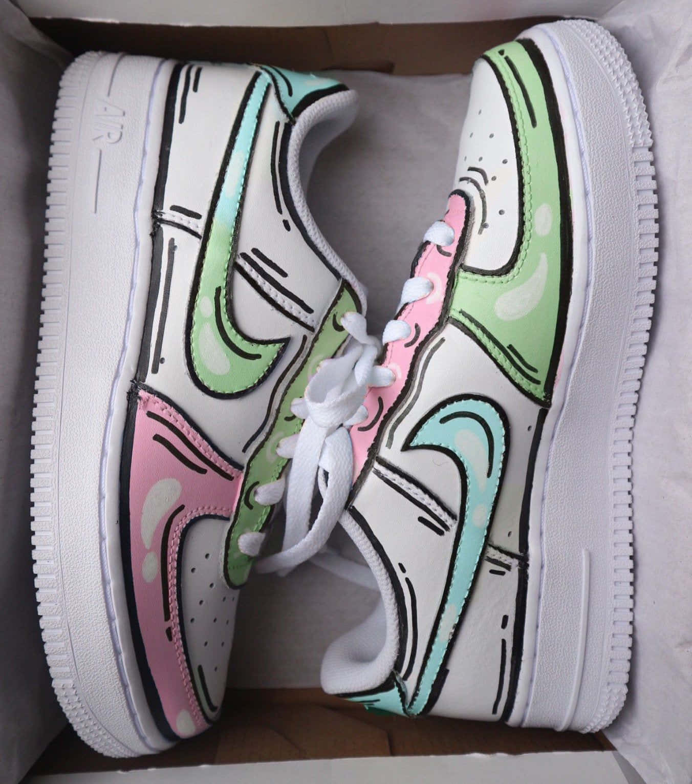 Pink Green Custom Nike Air Force 1 Picture