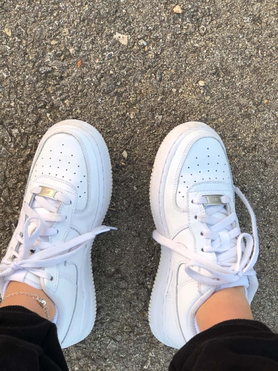 Person Donning Original White Nike Air Force 1 Picture