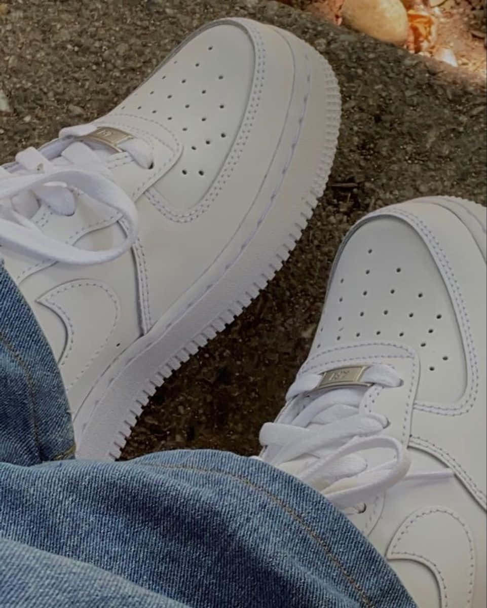Person Wearing White Nike Air Force 1 Picture