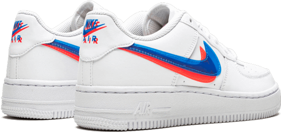 Nike Air Force1 Low White Blue Red Swoosh PNG