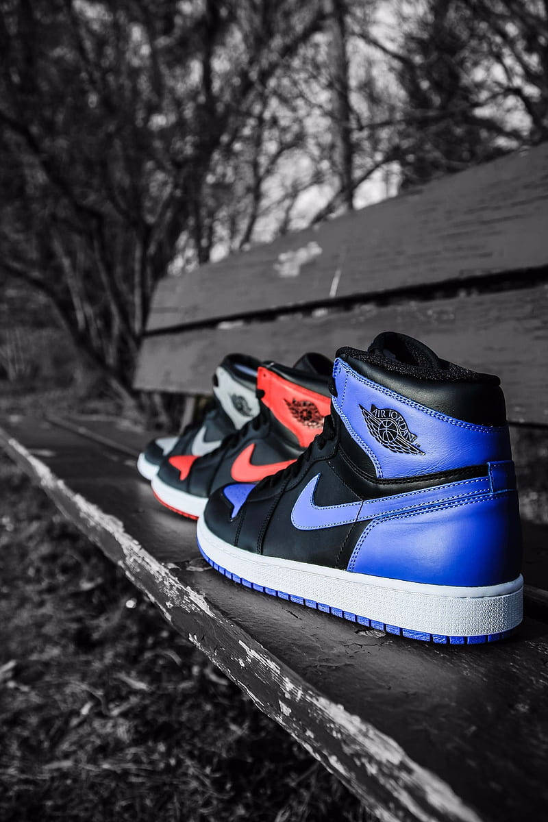 Nike Air Jordan 1 Sneakers On A Bench