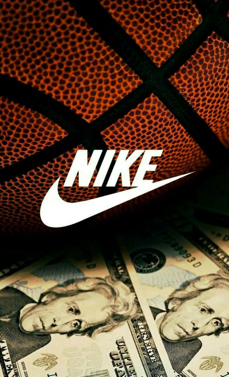 Nike Basketball Ball On A Pile Of Money Wallpaper