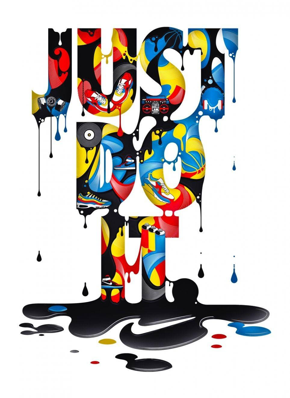 Denklassiska Nike Drip-logotypen Visas På Skärmen. Wallpaper