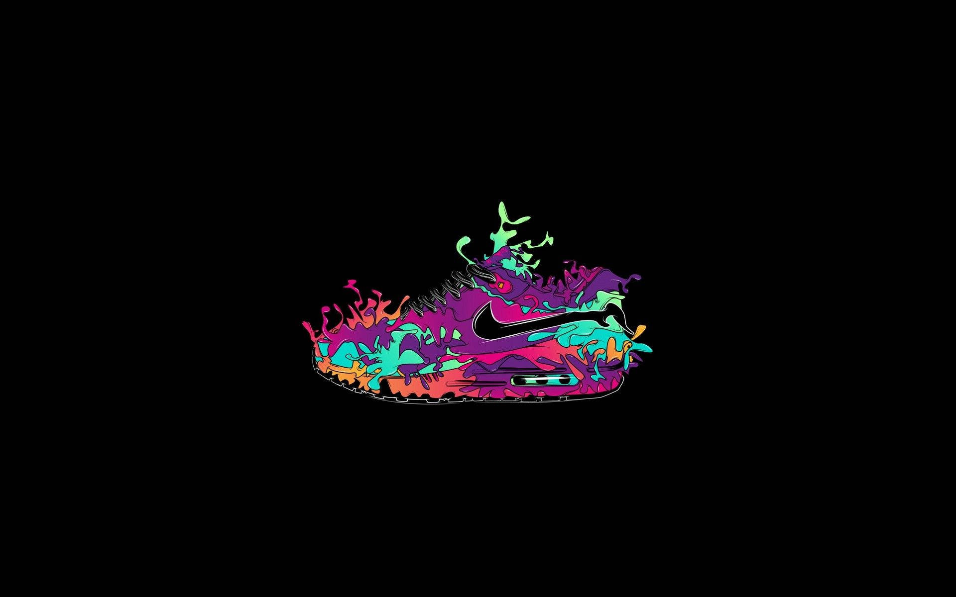 Nikedrip Logo Su Scarpa Cartoon Sfondo