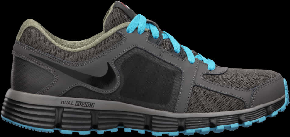 Nike Dual Fusion Running Shoe Black Blue PNG