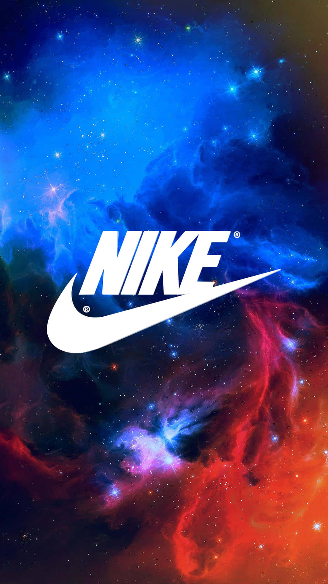 Realmente Majestuoso Abuelos visitantes Download Nike Galaxy Logo Blue And Red Nebula Wallpaper | Wallpapers.com