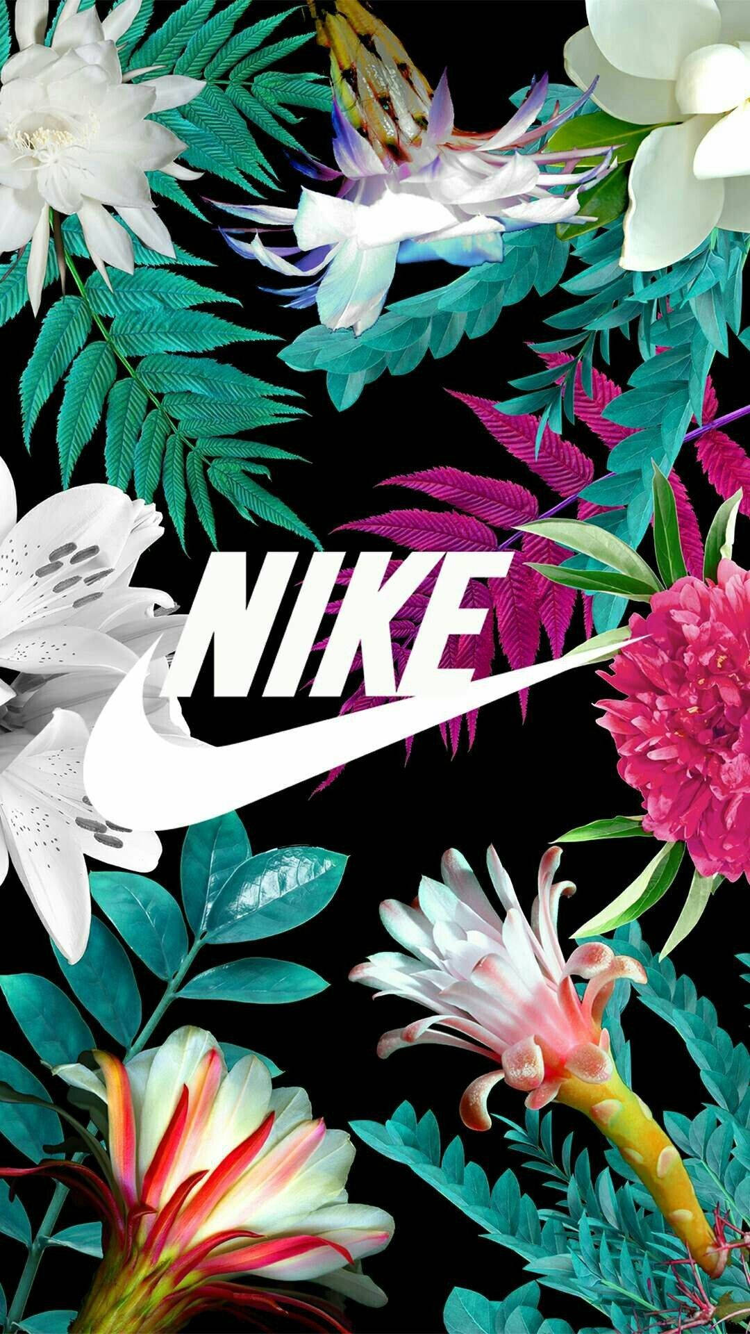 Nike Girl Floral Logo Poster Wallpaper