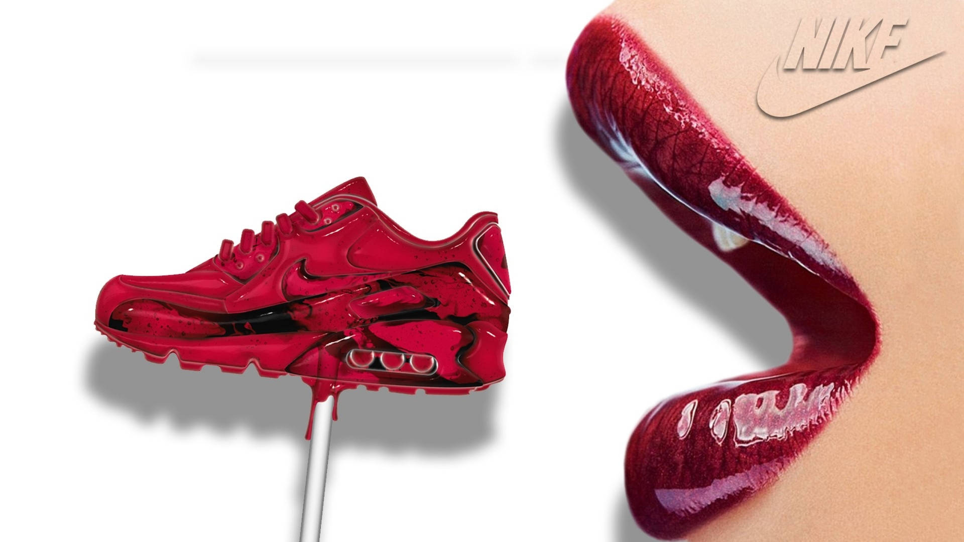 Nike Girl Lips With Lollipop Shoe Wallpaper