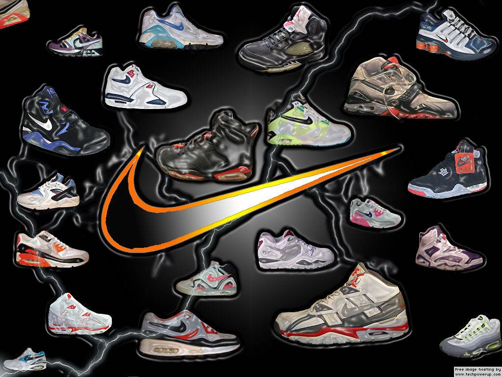 Nike Graffiti Shoes Black Background Wallpaper