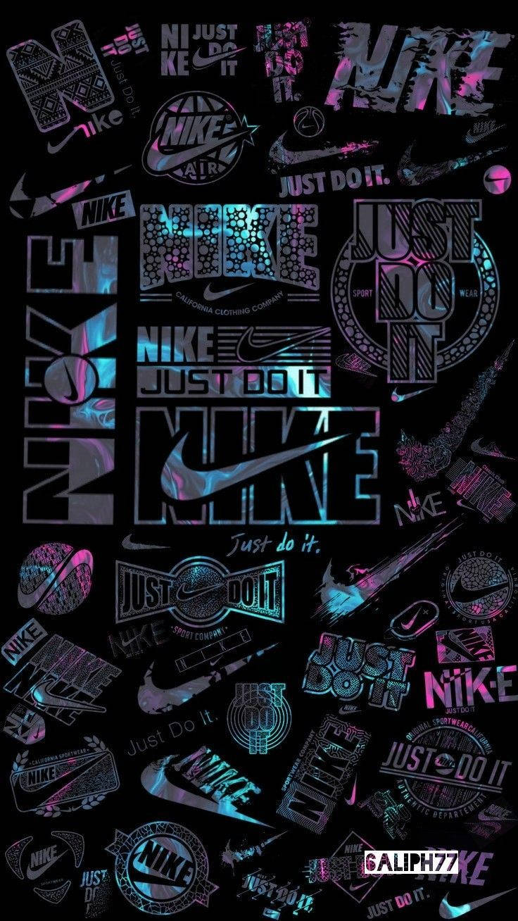 Nikegraffiti Logotipos Iridiscentes. Fondo de pantalla