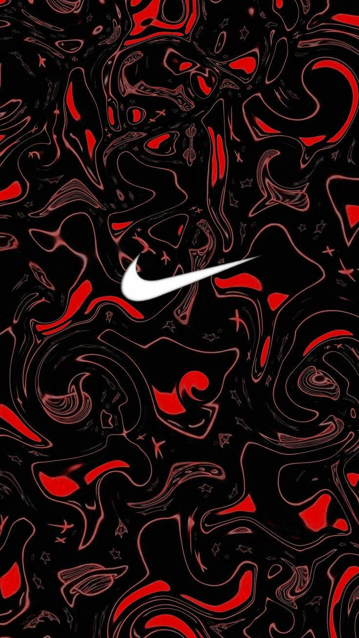 Nikegraffiti Røde Sorte Kruseduller. Wallpaper