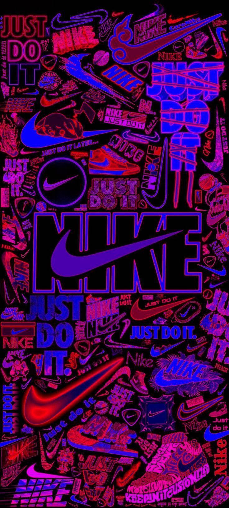 Nikegraffiti Röd Lila Neon Wallpaper