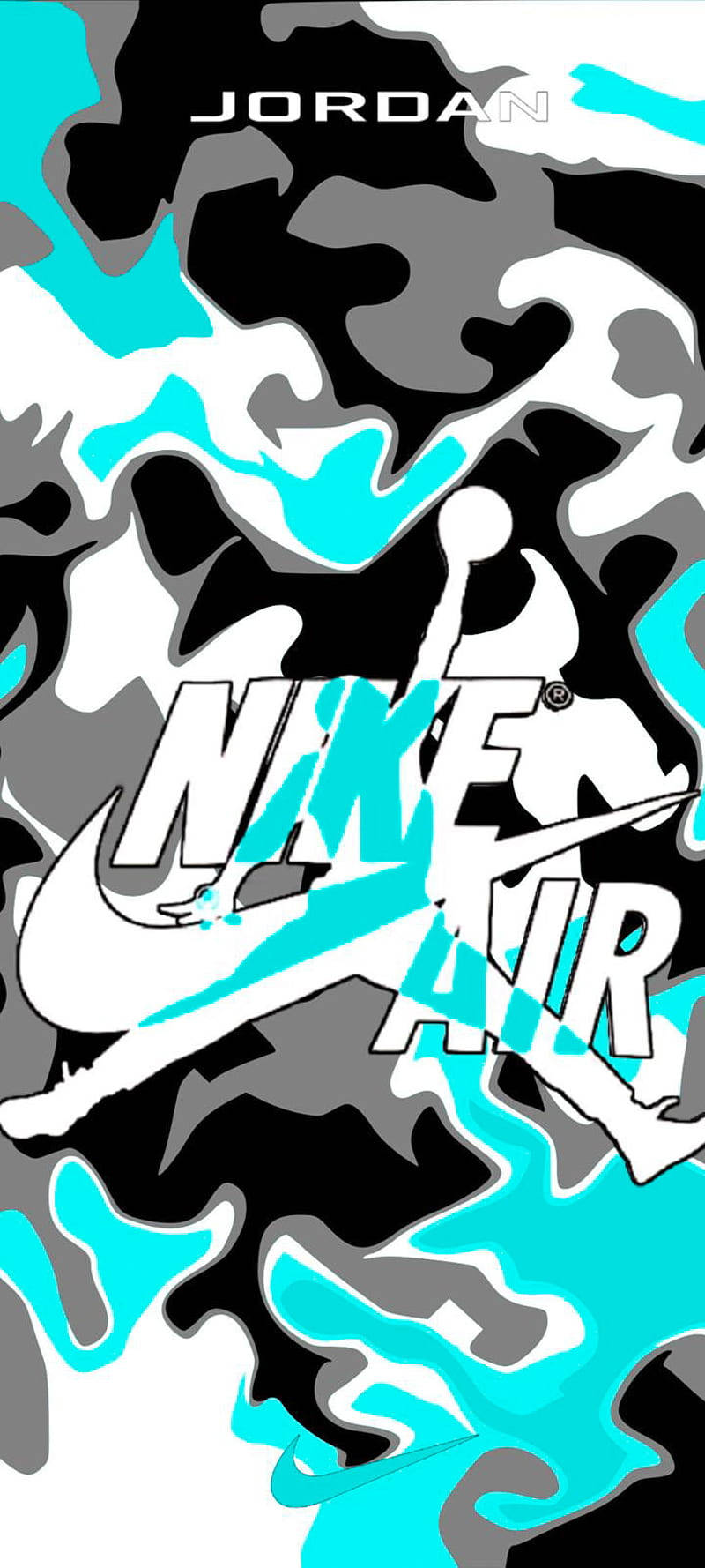 Nikegraffiti Air Turquoise Gray Black - Nike Graffiti Air Turkos Grå Svart Wallpaper