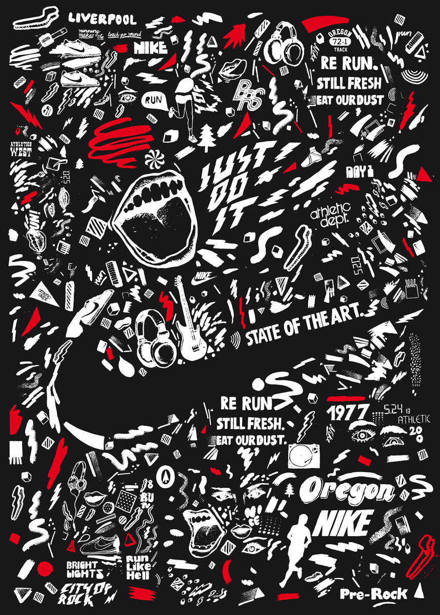 Nikegraffiti Random Doodles Rojo. Fondo de pantalla
