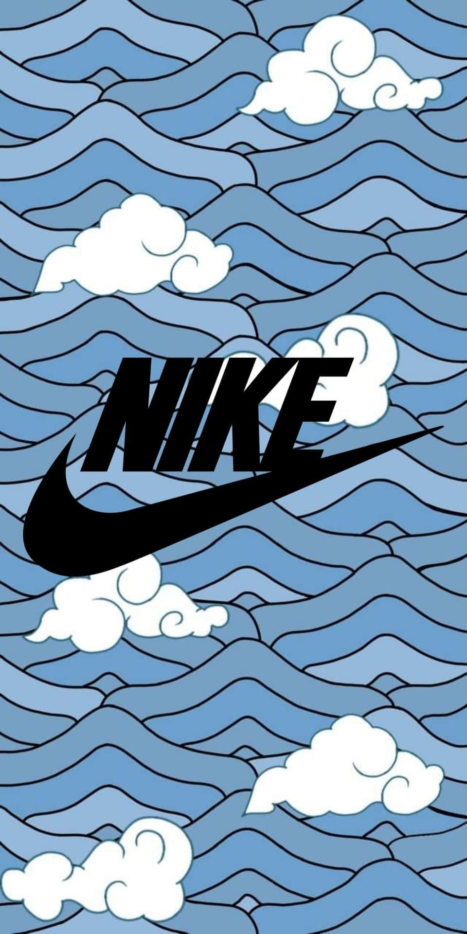 Nike Logo Clouds Waves Aesthetic Wallpaper