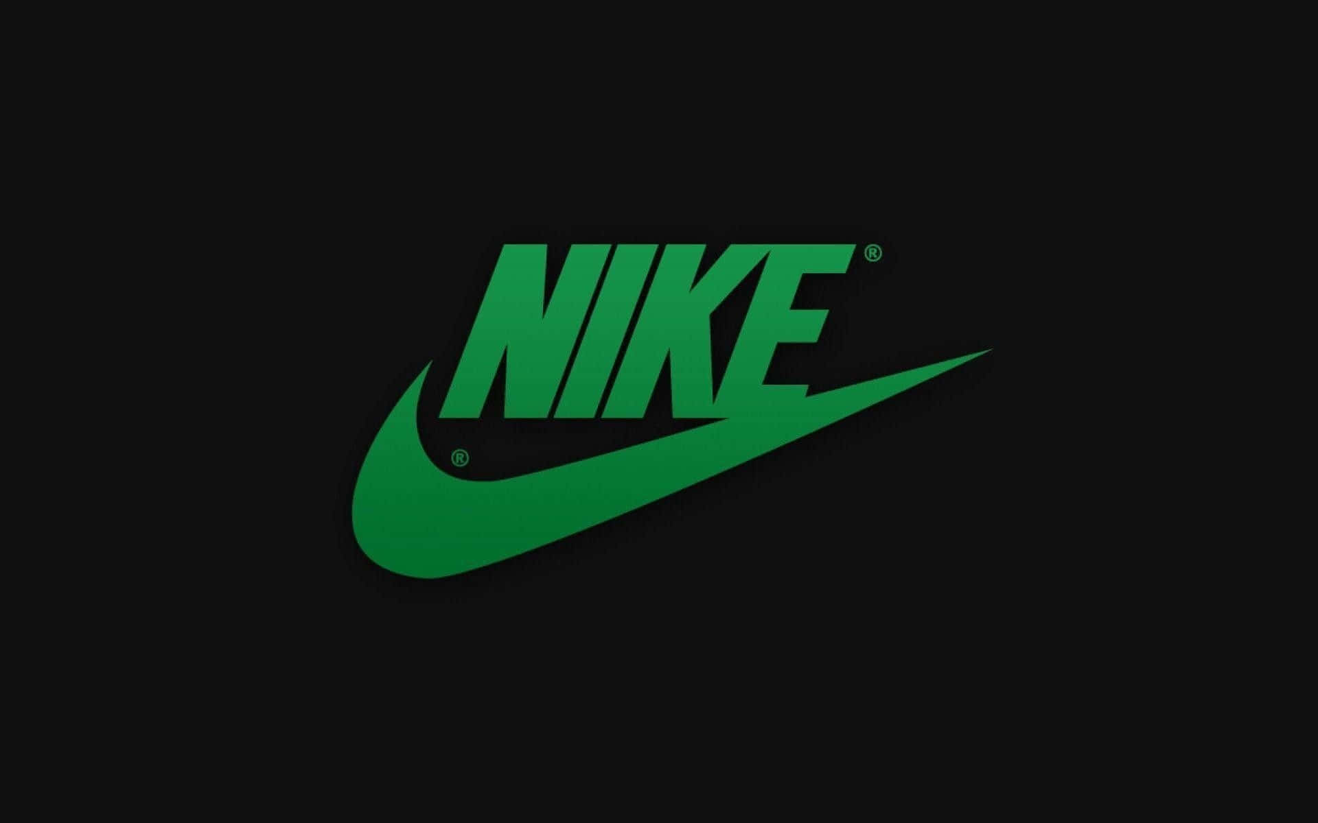 Nike Logo Green Swooshon Black Background Wallpaper