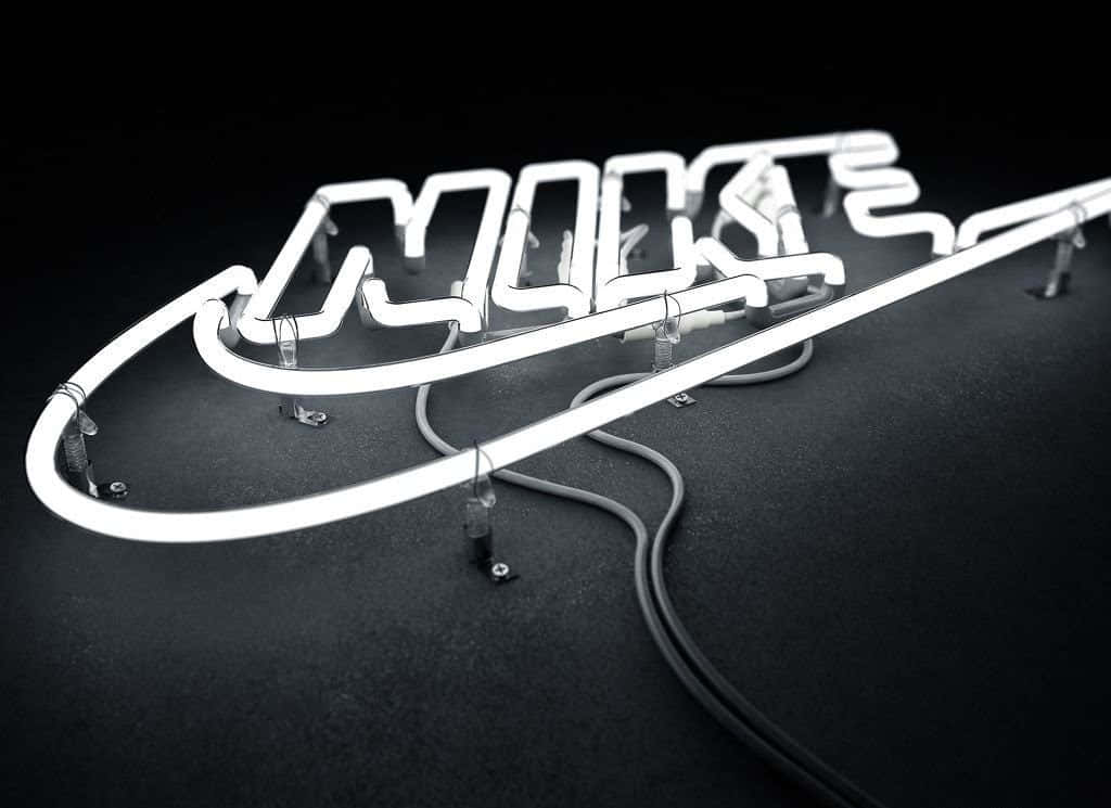 Nike Neon Hvid Logo Tapet Wallpaper