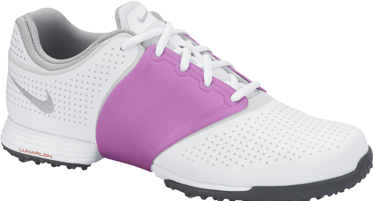 Nike Lunarlon Golf Shoe White Purple PNG