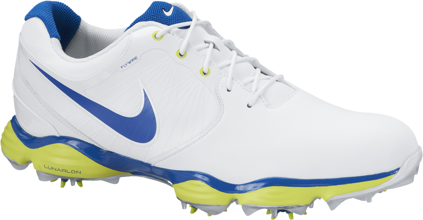 Nike Lunarlon Golf Shoes White Blue PNG