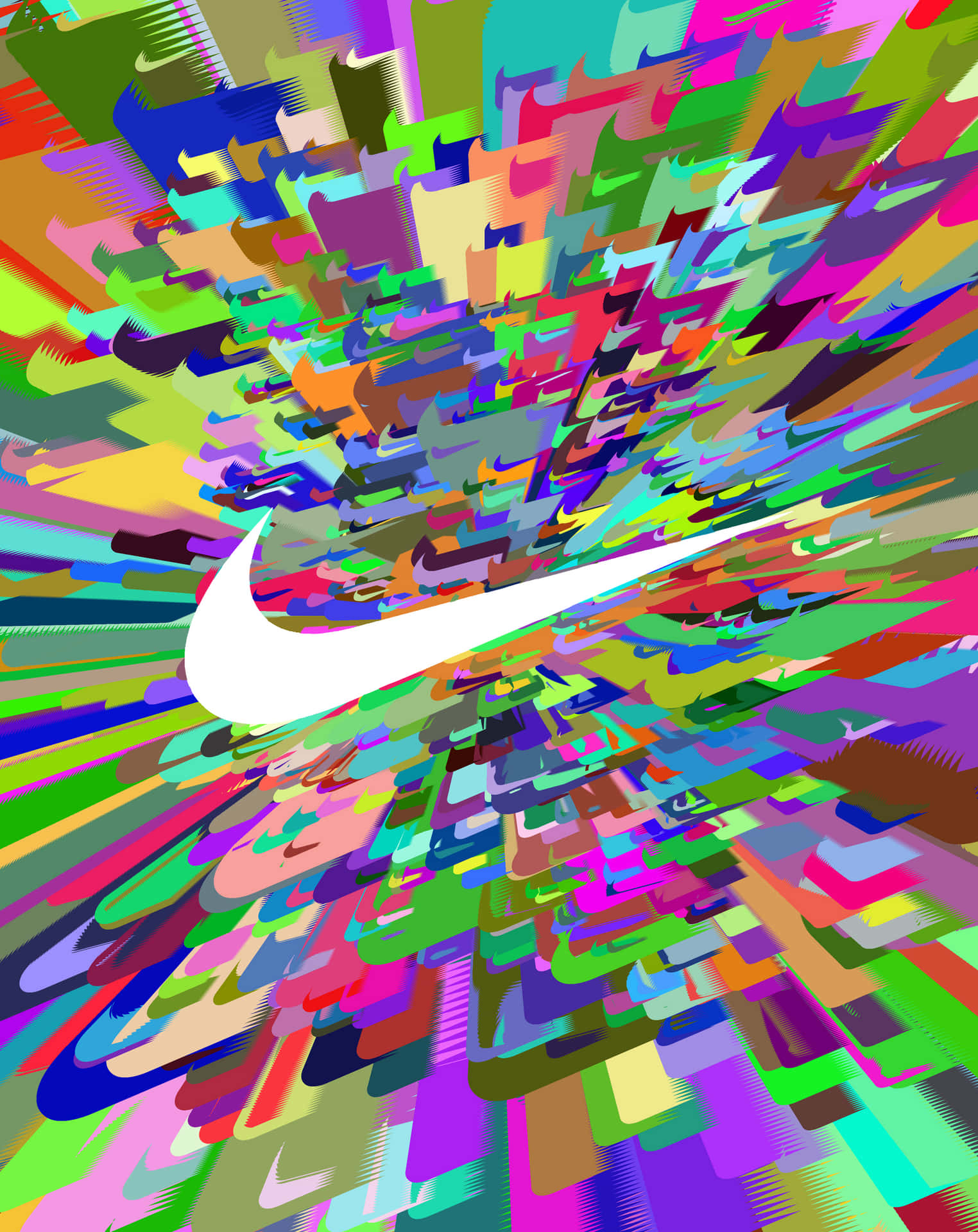 Logoda Nike Em Um Padrão Abstrato E Colorido Para Papel De Parede De Computador Ou Celular.