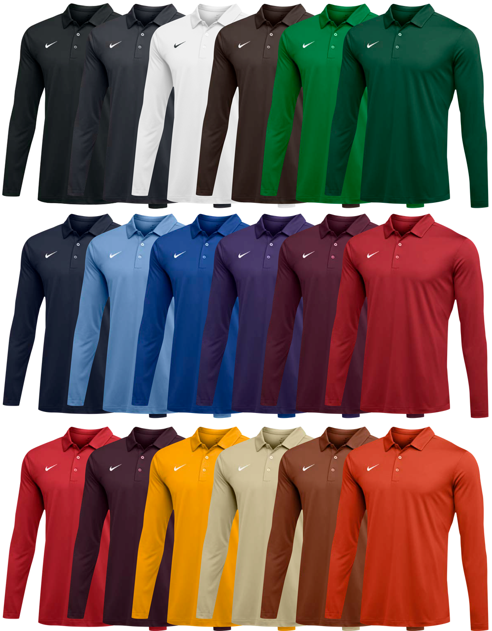 Nike Polo Shirts Color Variety PNG